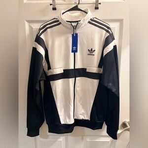 Adidas Men's Black and White Track Jacket